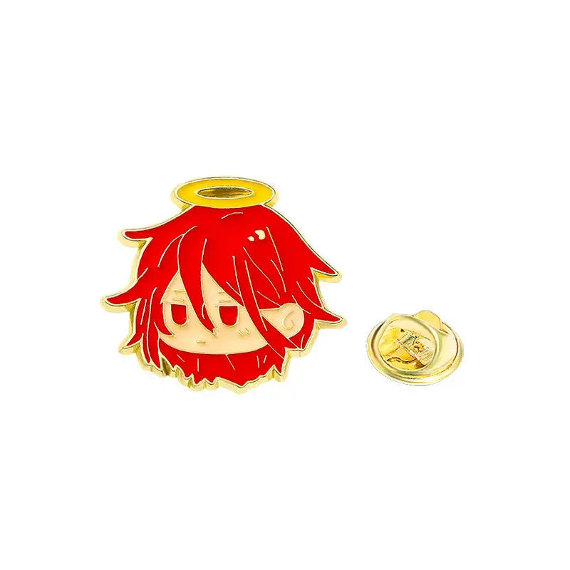 Chainsaw man red-haired anime angel enamel pin with gold halo and outline brooch badge for fans and collectors