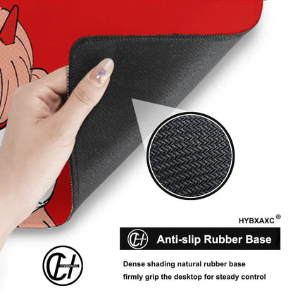 Chainsaw man power deskmat oversized mouse pad with red and black design and textured rubber base for grip