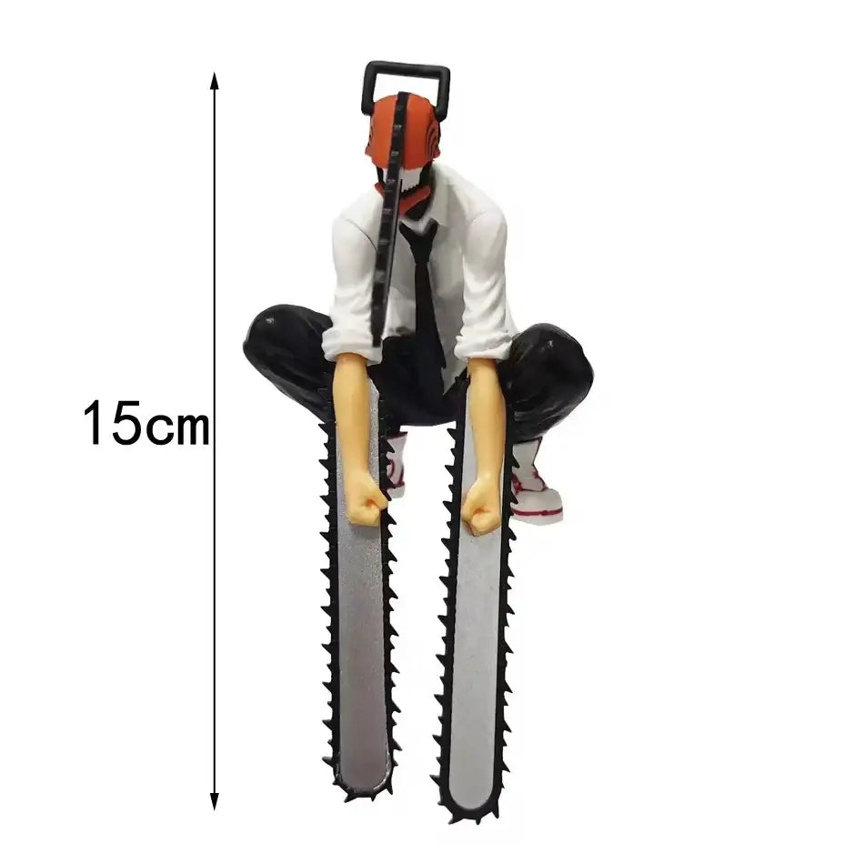 Chainsaw man power noodle stopper figurine in pvc features a 15cm tall crouching character with chainsaw legs in white and black