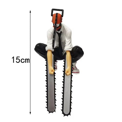 Chainsaw man power noodle stopper figurine in pvc features a 15cm tall crouching character with chainsaw legs in white and black
