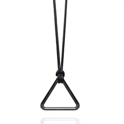Black triangular alloy pendant on black cord chainsaw man power pull-ring necklace accessory