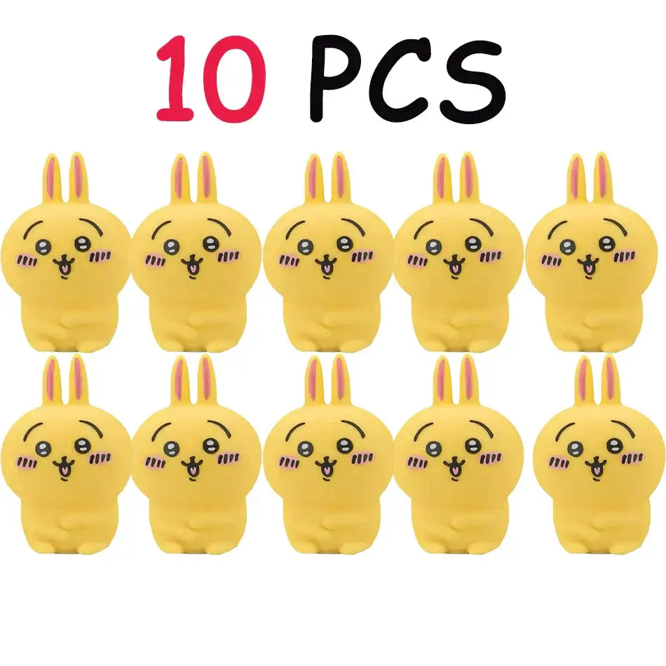 Yellow rubber chiikawa hachiware usagi bunny stress relievers with led night light for bedroom decor