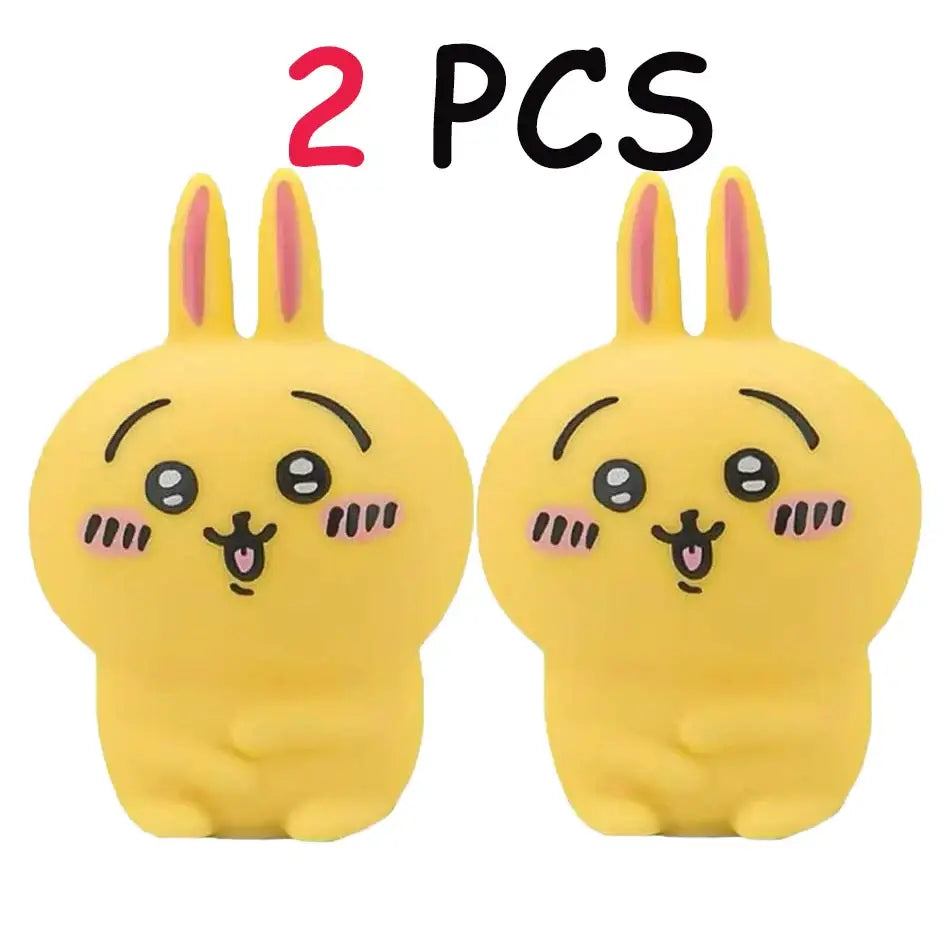 Two yellow plush rabbit-shaped phone cases with pink ears and blush marks as chiikawa hachiware usagi led night light bedroom decor