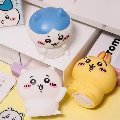 Blue and white cartoon cat-shaped stress ball with pink cheeks and black eyes for chiikawa hachiware usagi led night light bedroom decor
