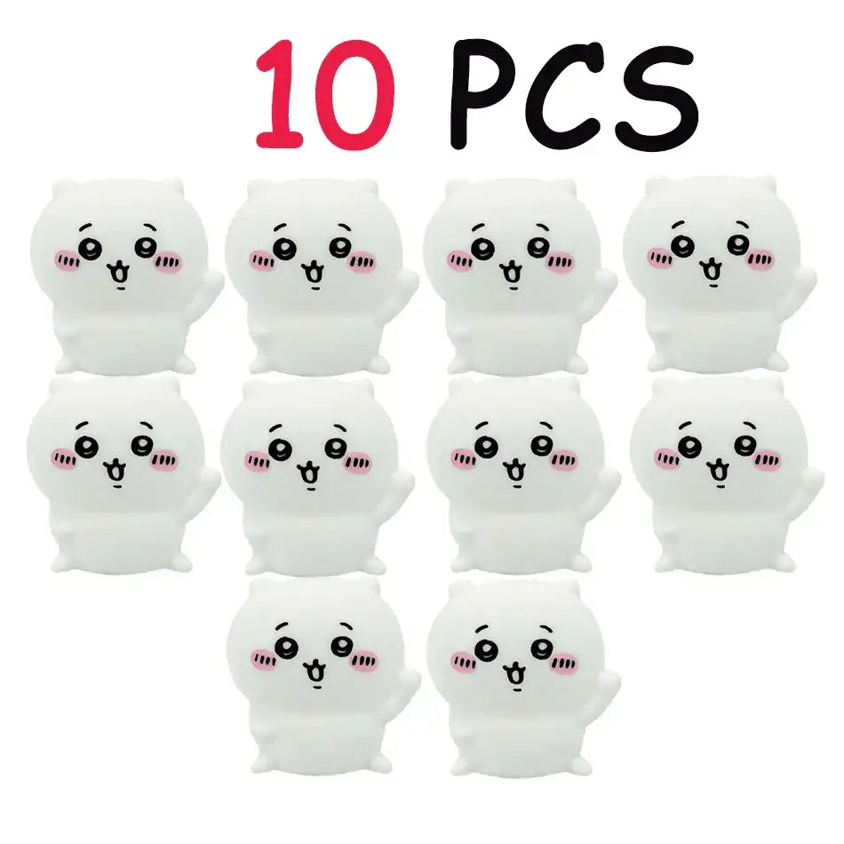 White plush cat-shaped vinyl doll stress relievers with pink cheeks and black eyes for chiikawa hachiware usagi night light