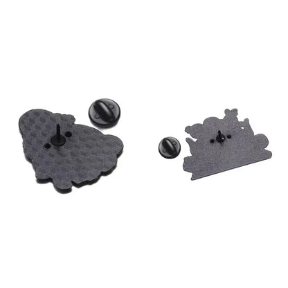 Black enamel pin featuring a stylized cloud with hexagonal texture from cowboy bebop spike spiegel badge collection