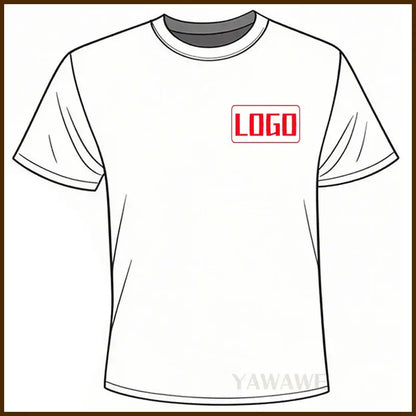 Custom graphic short sleeve tee in white with gray collar and red logo ideal for daily wear