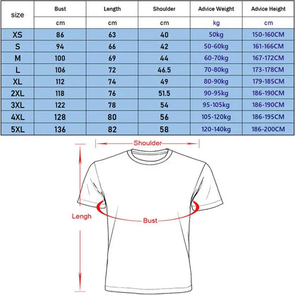 White tailor-made short sleeve crew-neck t-shirt with size chart and measurement guide for daily wear