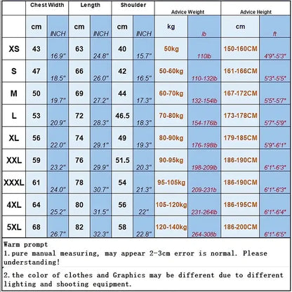 Size chart table for custom message unisex cotton o-neck t-shirt showing measurements in cm and inches for xs to 5xl
