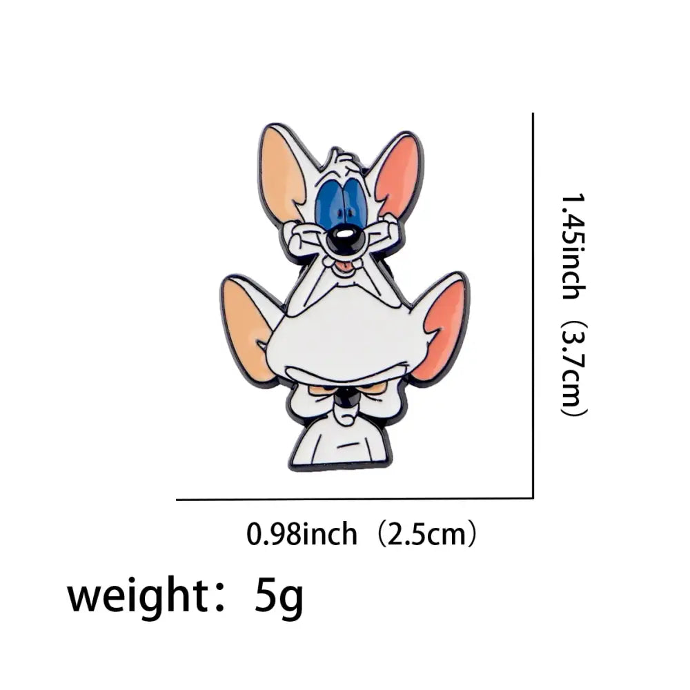 Cute mouse enamel pin with white and orange colors and blue eyes featuring a playful expression for lapel use