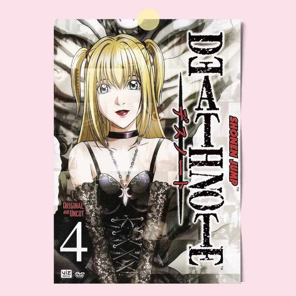 Death note canvas wall art featuring black lace corset top with silver chain necklace and gothic design front