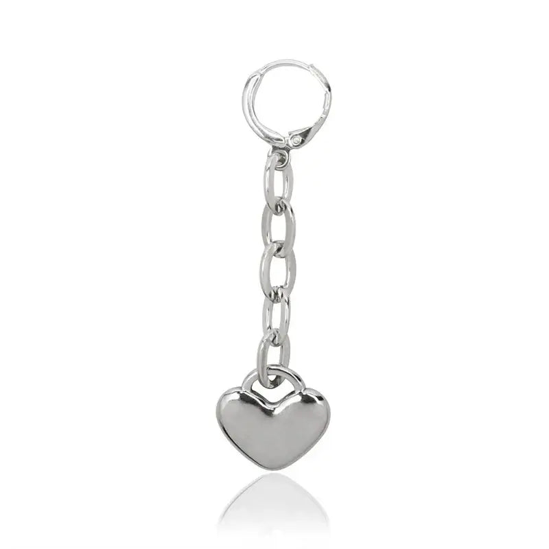 Silver heart-shaped keychain with polished metal finish and linked chain for misa amane halberd pendant cosplay jewelry