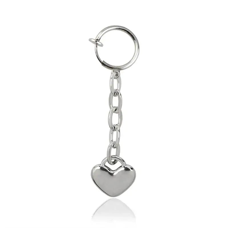 Silver heart-shaped keychain with polished metallic finish and simple chain link for misa amane halberd pendant cosplay jewelry