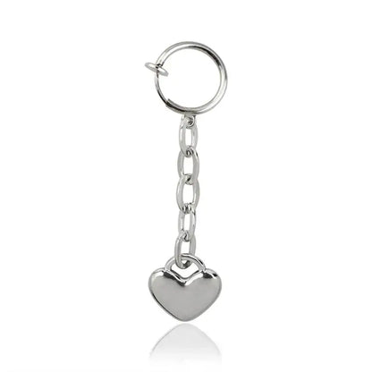 Silver heart-shaped keychain with polished metallic finish and simple chain link for misa amane halberd pendant cosplay jewelry