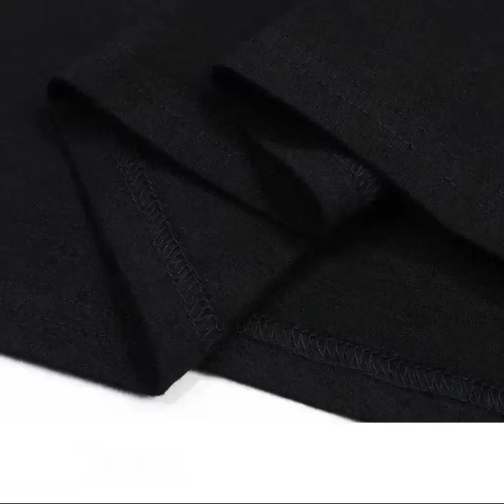 Black cotton demon slayer kamado tanjiro t-shirt with neatly stitched hems and short sleeves