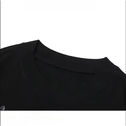 Black demon slayer kamado tanjiro t-shirt short sleeve cotton with simple crew neck for casual wear