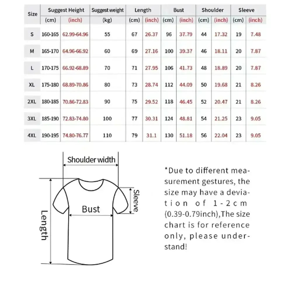 Size chart for demon slayer kochou shinobu oversized plain white cotton t-shirt with measurements in cm and inches
