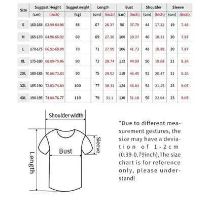 Size chart for demon slayer kochou shinobu oversized plain white cotton t-shirt with measurements in cm and inches