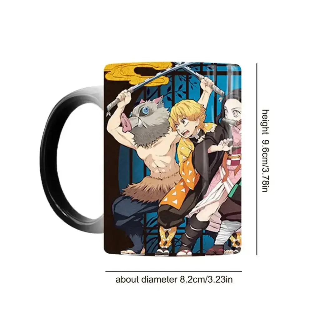 Demon slayer tanjiro black and white gradient ceramic heat-sensitive color changing mug with vibrant anime design