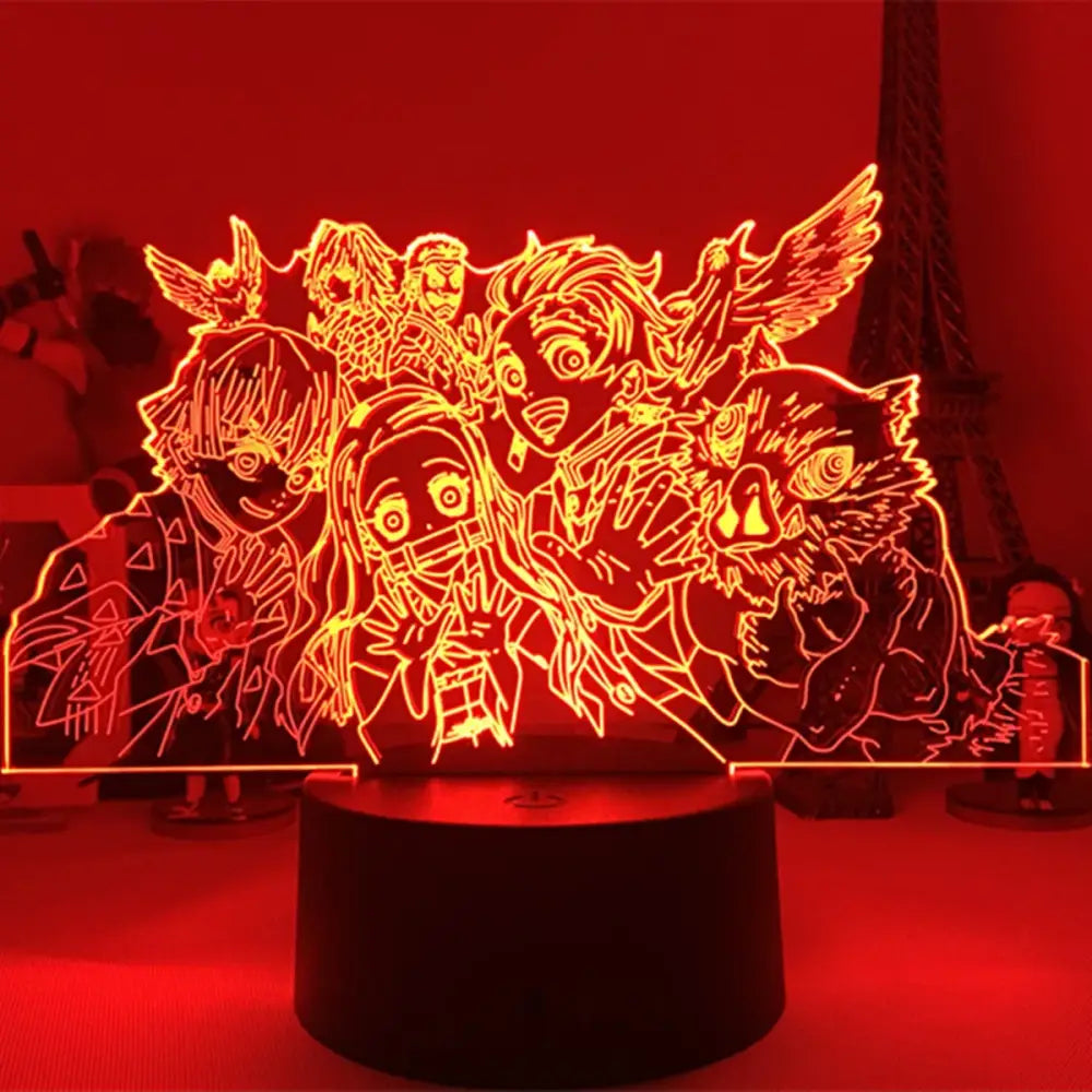 Orange glowing demon slayer tanjiro kamado 3d led night light for demon slayer fans bedroom decor