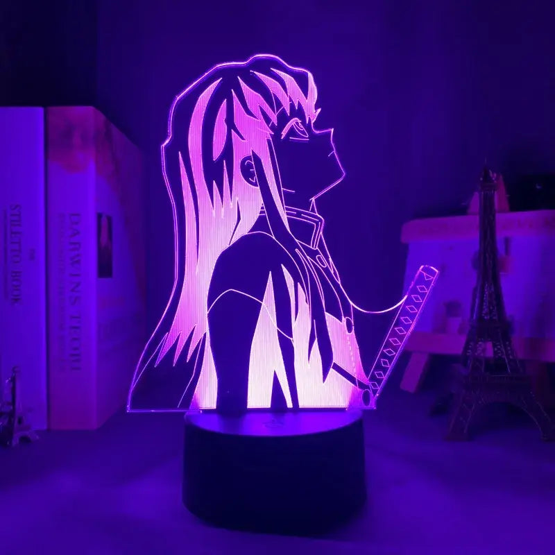Demon slayer tanjiro kamado 3d night light with purple glow and translucent acrylic design for demon slayer fans