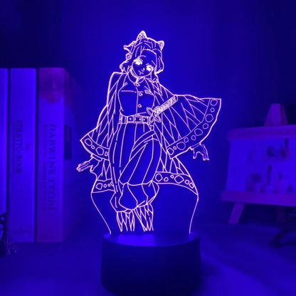 Demon slayer tanjiro kamado 3d night light glowing purple neon led lamp perfect for demon slayer fans