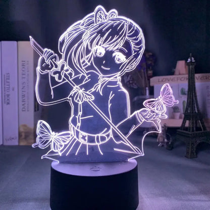 Demon slayer tanjiro kamado 3d night light led lamp glowing white acrylic anime figurine with butterfly accents for fans