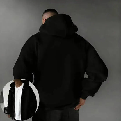 Black oversized demon slayer hooded jacket with relaxed fit ribbed cuffs and graphic print inspired by tanjiro kamado