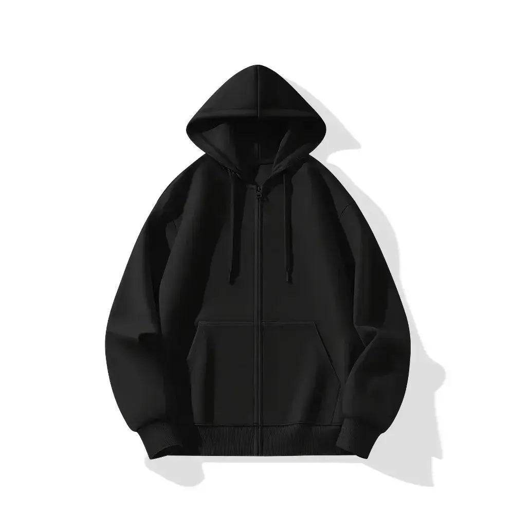 Black demon slayer hooded jacket with zip up front, ribbed cuffs, and front pockets in y2k style