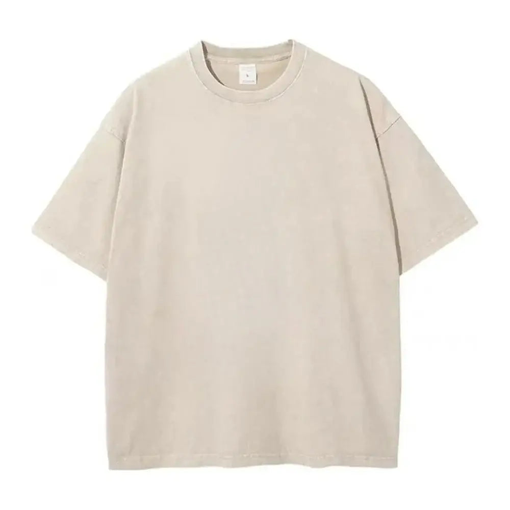 Beige oversized cotton t-shirt with crew neck and short sleeves demon slayer vintage washed oversized fit