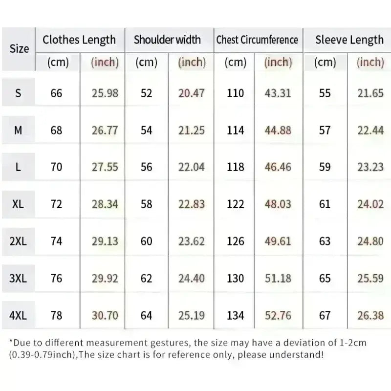 Size chart for demon slayer tanjiro t-shirt in cotton harajuku style with measurements in cm and inches from s to 4xl