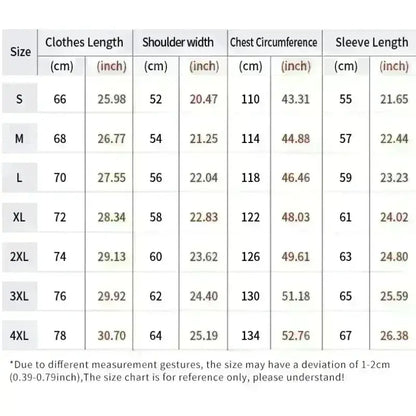 Size chart for demon slayer tanjiro t-shirt in cotton harajuku style with measurements in cm and inches from s to 4xl