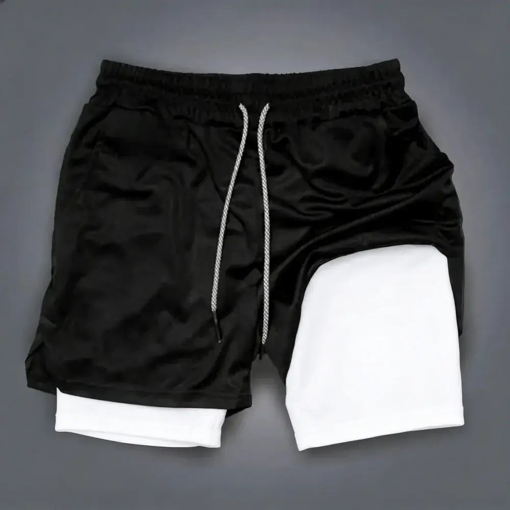 Black and white demon slayer tokitou muichirou sports shorts with satin outer layer and quick drying drawstring waistband