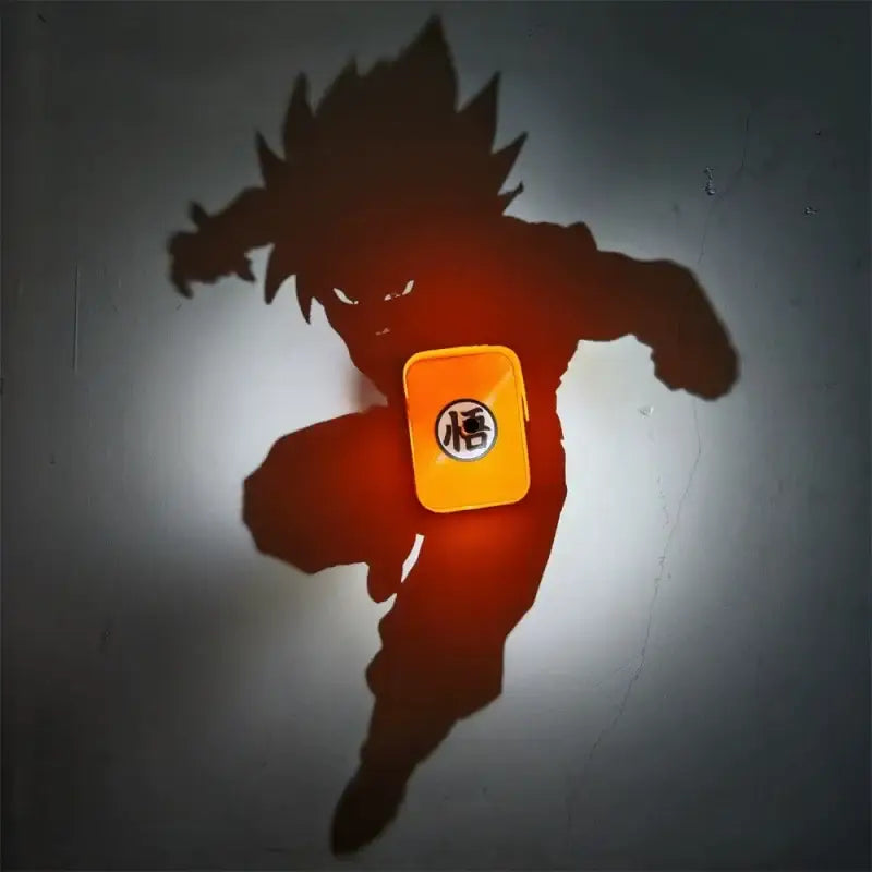 Orange rectangular detective conan goku projector lamp night light with circular black and white悟 logo wall-mounted design