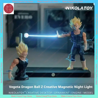 Dragon Ball Gogeta premium display magnetic LED lamp with glowing blue energy effects and detailed sculpting