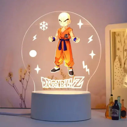 Dragon Ball Goku 3D LED night light desk lamp with glowing translucent Krillin image in orange gi and blue accents