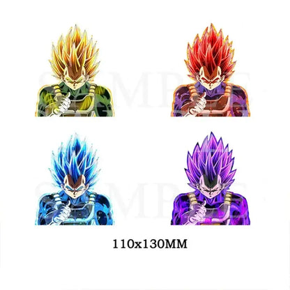 Four colorful vegeta anime character lenticular sticker with spiky hair and armor waterproof decal for dragon ball fans