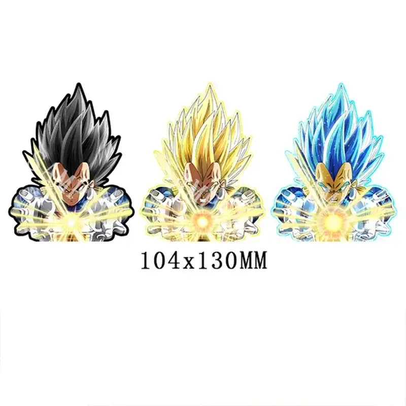 Dragon ball vegeta 3d lenticular sticker with black golden yellow and blue hair waterproof decal with glowing effects