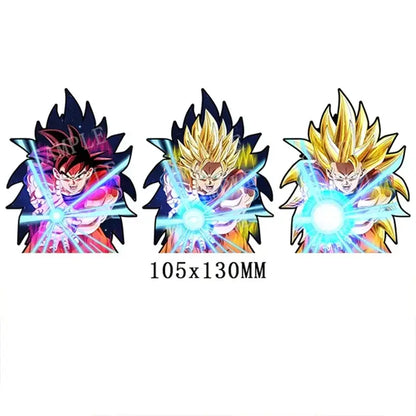 Dragon Ball Goku 3D lenticular sticker with red golden and super-saiyan blue colors and strong adhesive waterproof decal