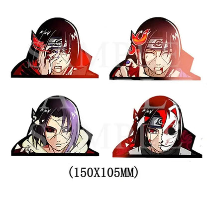 Four dragon ball goku 3d lenticular stickers with red and black designs on a glossy waterproof decal surface