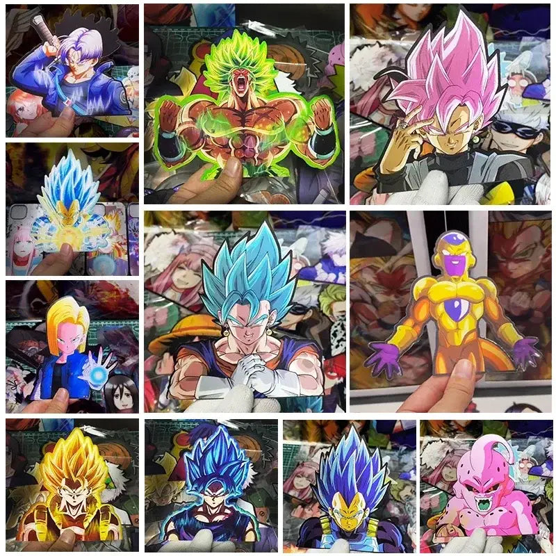 Vibrant dragon ball goku 3d lenticular sticker with super saiyan blue goku and vegeta waterproof decal