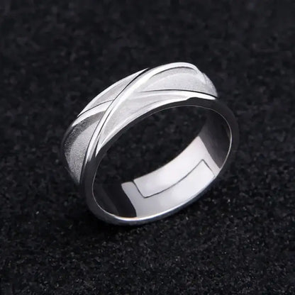 Silver sterling silver dragon ball goku black ring with modern textured design and polished inner band adjustable size