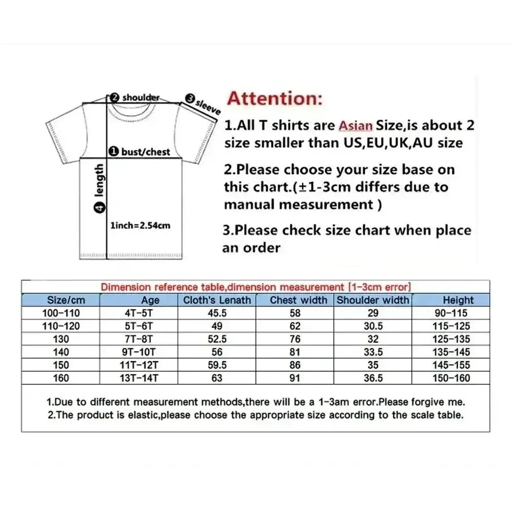 Dragon ball goku loose t-shirt quick drying asian size chart with measurement guide and dimension reference table
