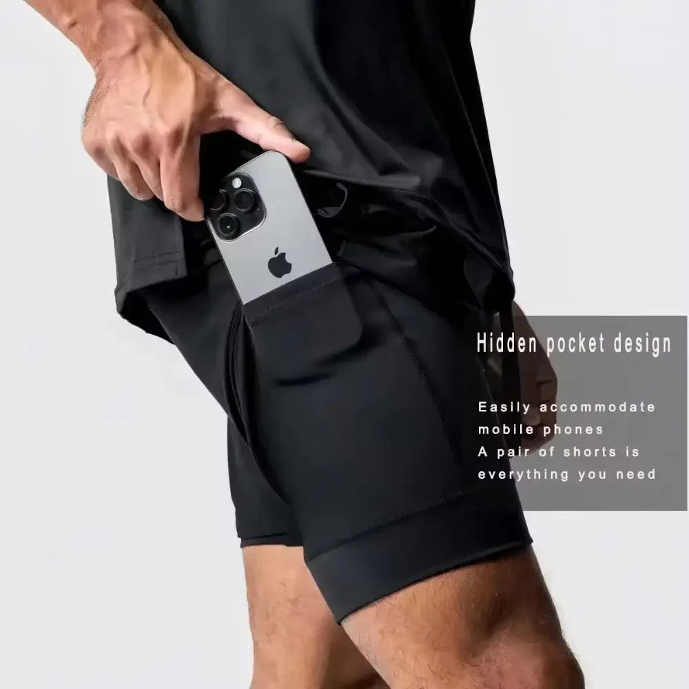 Black dragon ball majin buu 2-in-1 shorts with hidden pocket quick-drying fabric and sleek minimalist design