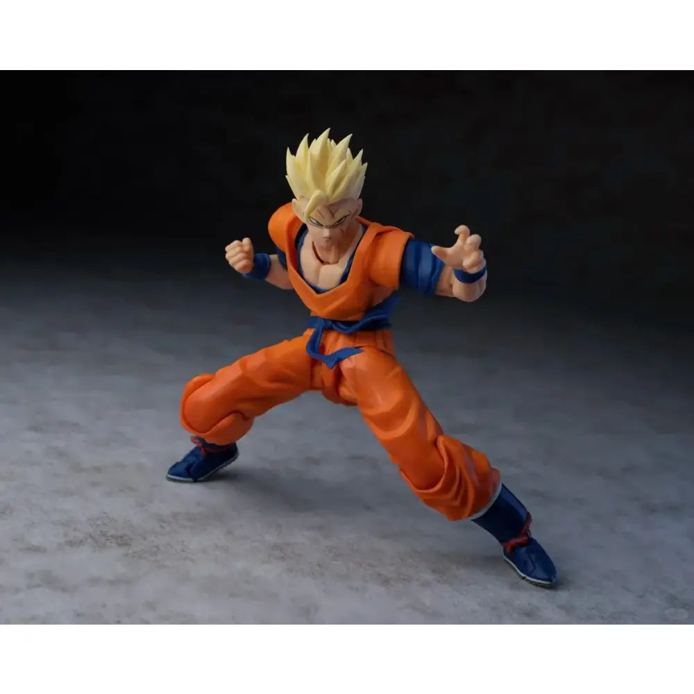 Dragon ball one-armed son gohan figure shf style in orange and blue dynamic fighting stance action figure