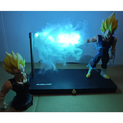 Dragon ball vegeta goku magnetic night light with blue-lit smoke effect led display and dynamic super saiyan vegeta figure