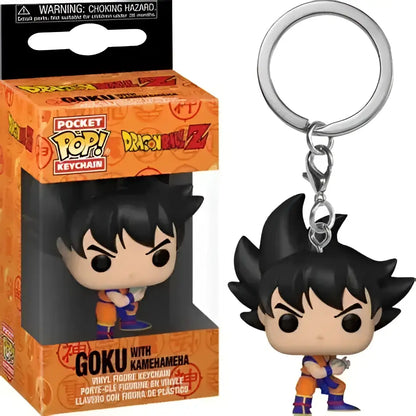 Dragon Ball Z Goku PVC figure keychain in orange pants and purple gi top with spiky black hair collectible model