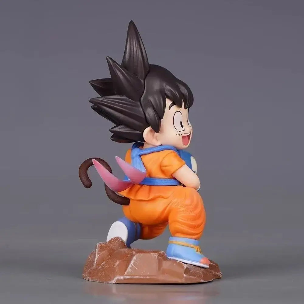Dragon ball z goku pvc statue 10cm with spiky black hair tail detailed orange and blue costume durable pvc figure