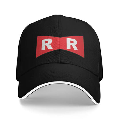Black dragon ball z goku snapback cap with red and white r r logo adjustable fit baseball hat