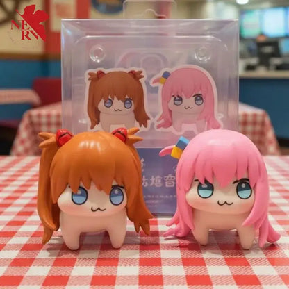 Chibi evangelion asuka figure with orange hair red bows and blue eyes 5cm pvc desktop pvc desktop ornament